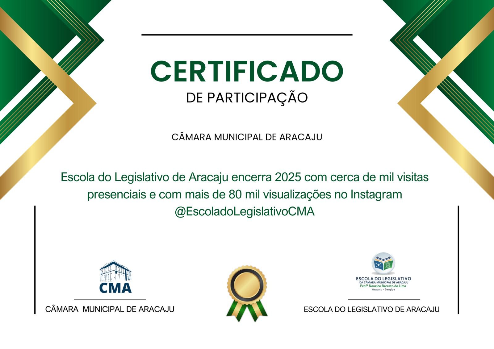 Escola do Legislativo de Aracaju encerra 2025 com cerca de mil visitas presenciais e com mais de 80 mil visualizações no Instagram