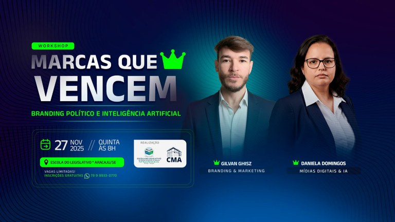 Escola do Legislativo de Aracaju promove palestra sobre Inteligência Artificial e Branding para parlamentares, assessores e interessados pela área