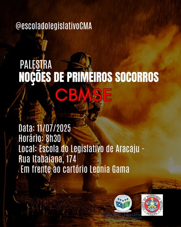 Escola do Legislativo de Aracaju promove palestra sobre noções de primeiros socorros em parceria com o CBMSE