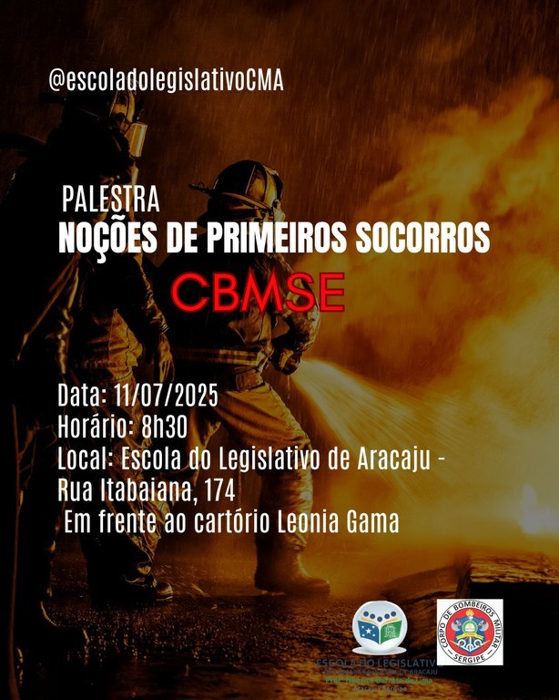 Escola do Legislativo de Aracaju promove palestra sobre noções de primeiros socorros em parceria com o CBMSE