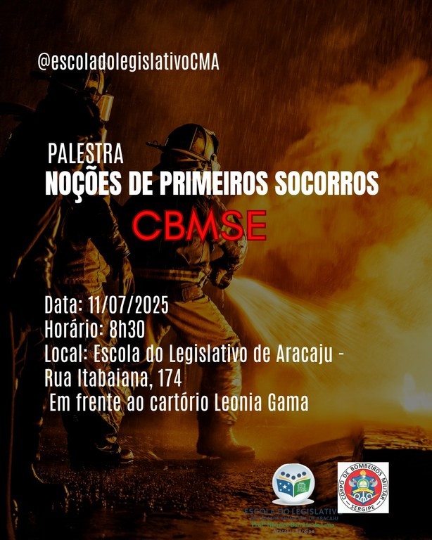 Escola do Legislativo de Aracaju promove palestra sobre noções de primeiros socorros em parceria com o CBMSE 
