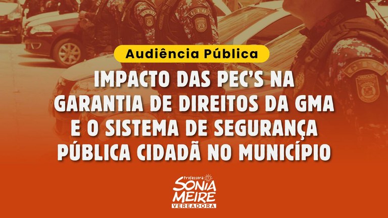  ‘Impacto das PEC’s na garantia de direitos da guarda e o sistema de Segurança Pública Cidadã’ é tema de audiência pública de autoria de Sonia Meire 