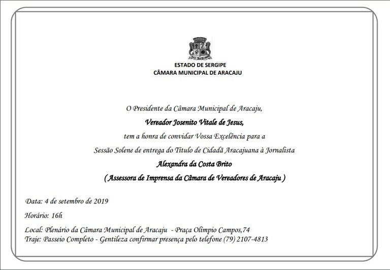 Alexandra Brito receberá Título de Cidadã Aracajuana nesta quarta