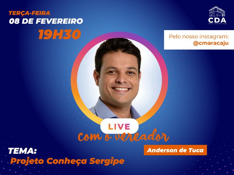 Anderson de Tuca é convidado da Live desta terça-feira, 8