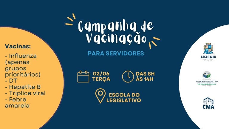 Câmara de Aracaju promove campanha de vacinação para servidores nesta terça-feira (02)