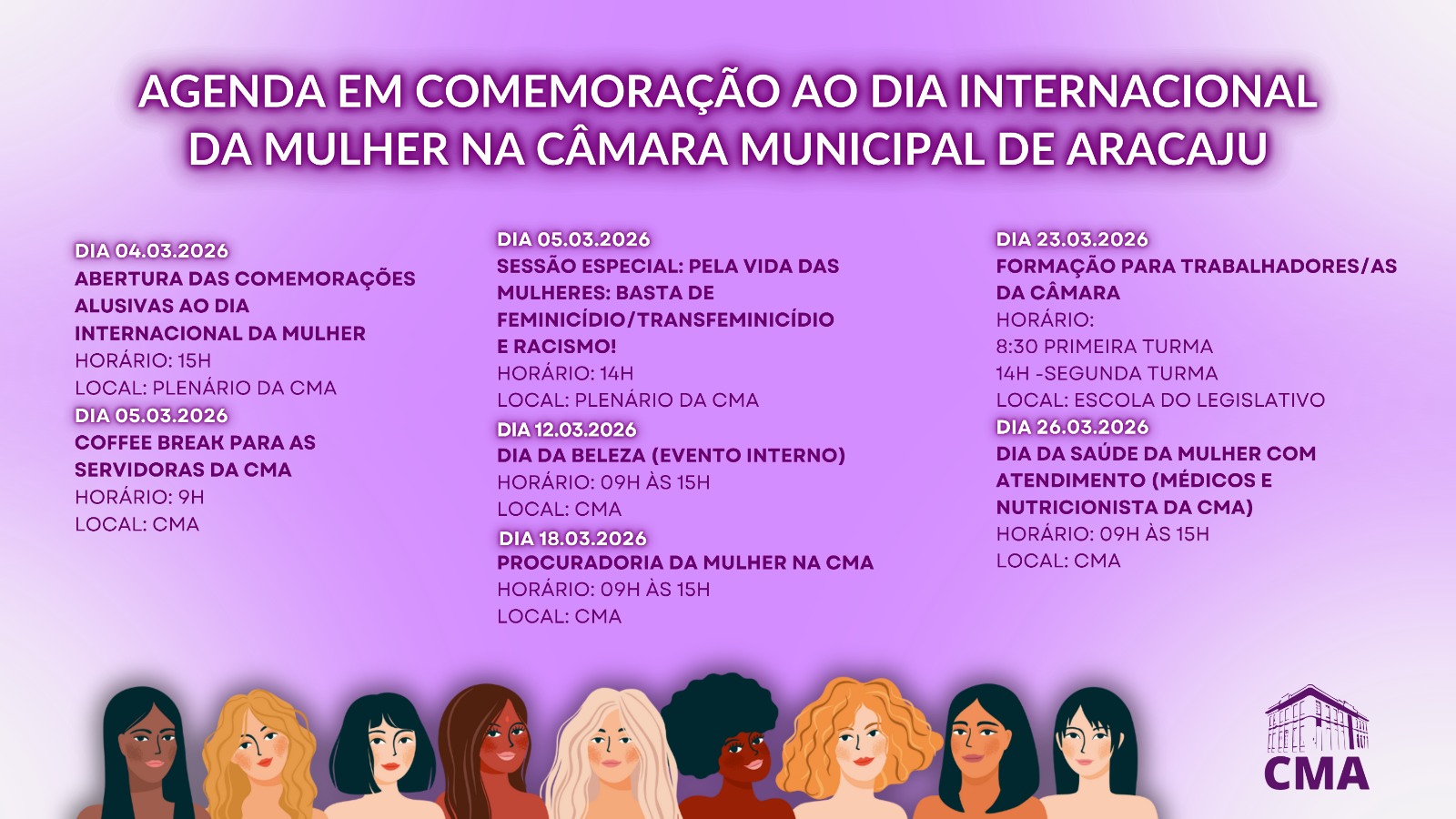 Câmara de Aracaju realiza programação especial em alusão ao Dia Internacional da Mulher