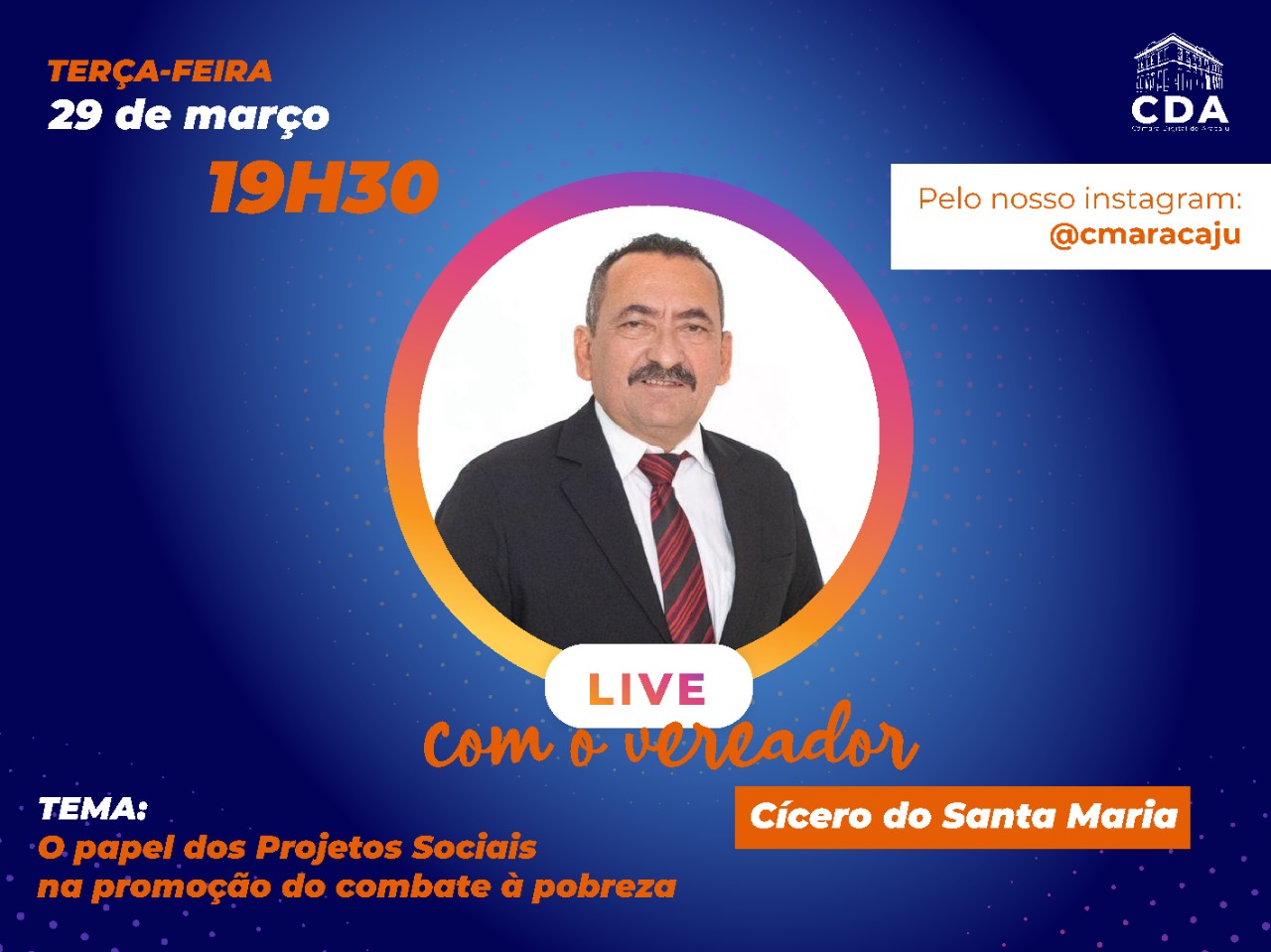 Cícero do Santa Maria é o convidado da Live Parlamento Digital