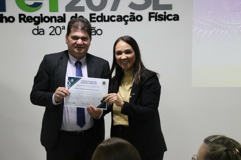 Conselho Regional de Educação Física da 20ª Região homenageia o vereador e presidente da FSF, Miltinho Dantas 