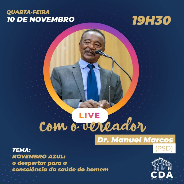 Dr. Manuel Marcos é o convidado da Live Parlamento Digital