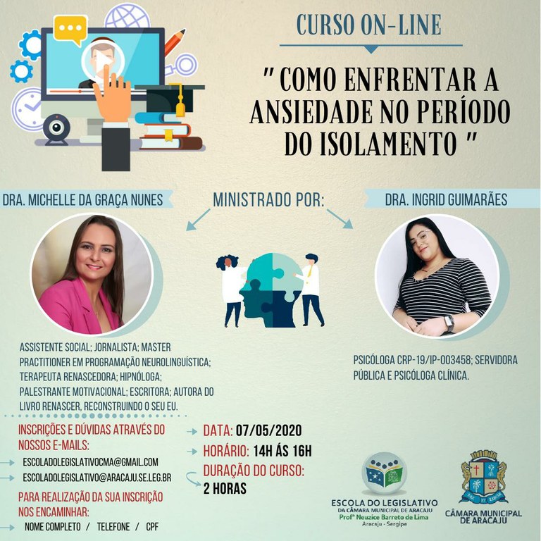 Escola do Legislativo da CMA realizará curso on-line de combate à ansiedade