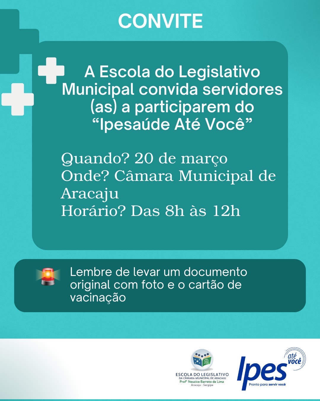 Escola do Legislativo de Aracaju convida servidores para participarem do projeto ‘Ipesaúde até Você’
