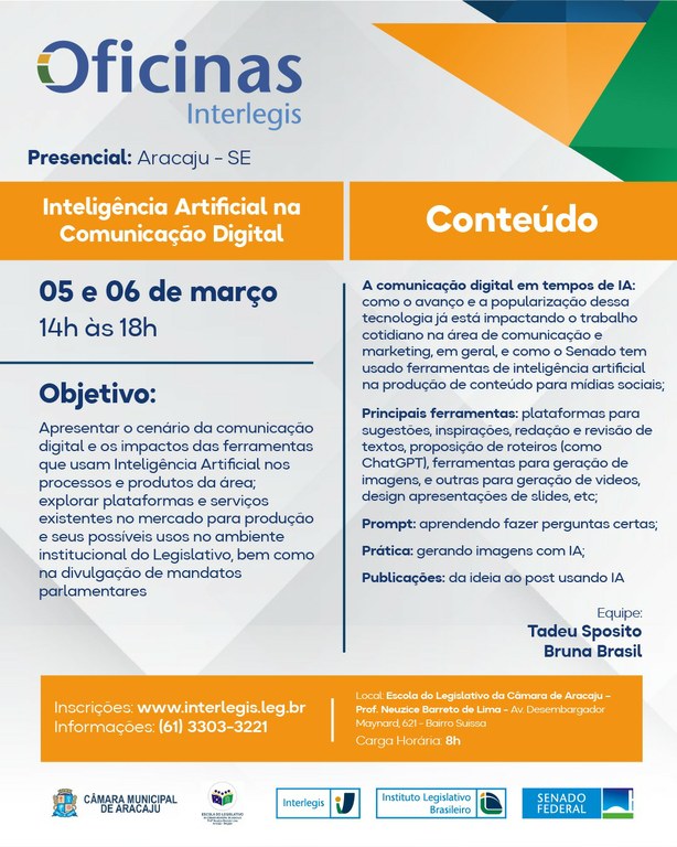 Escola do Legislativo e Senado realizam Oficina Interlegis sobre IA na Comunicação Digital 