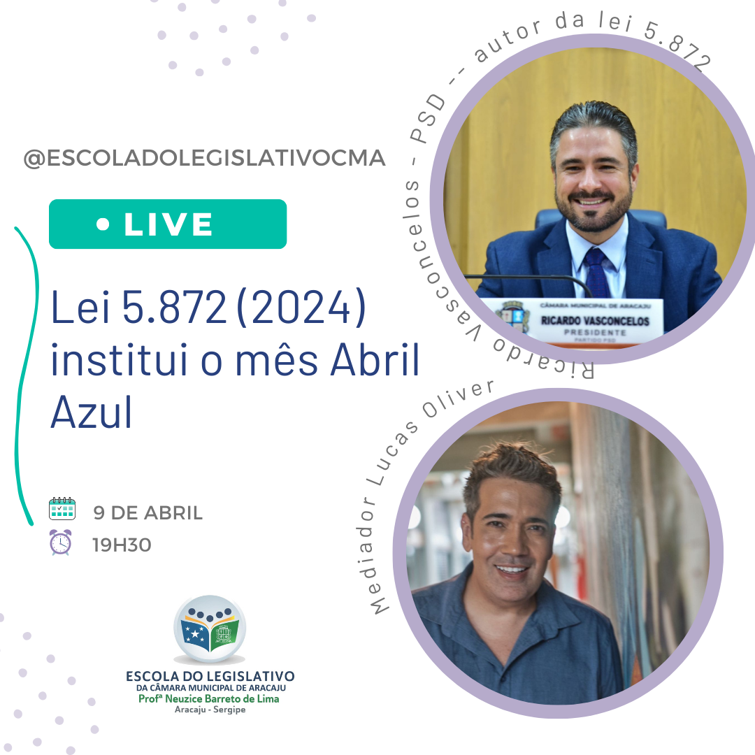 Escola do Legislativo promove live sobre a Lei 5.872, de autoria do presidente da CMA 