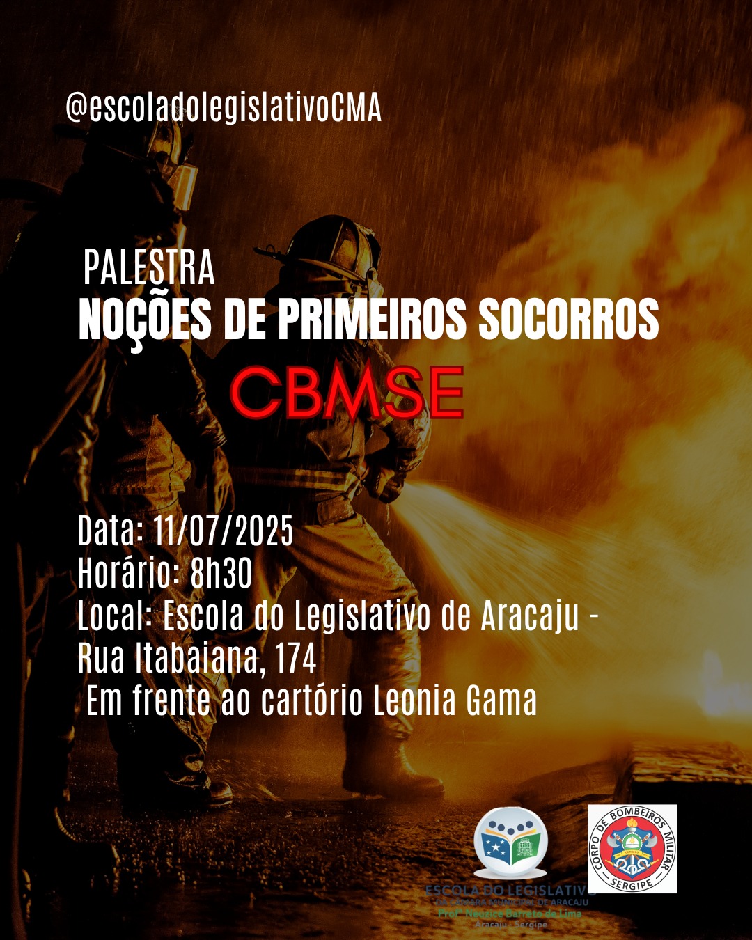 Escola do Legislativo de Aracaju promove palestra sobre noções de primeiros socorros em parceria com o CBMSE 