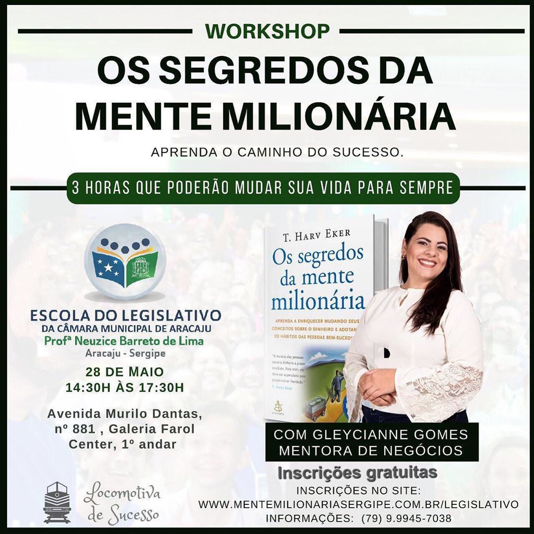 Escola do Legislativo promoverá workshop sobre os segredos da mente milionária