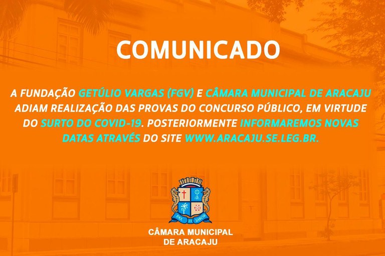 FGV e Câmara adiam as provas do Concurso Público