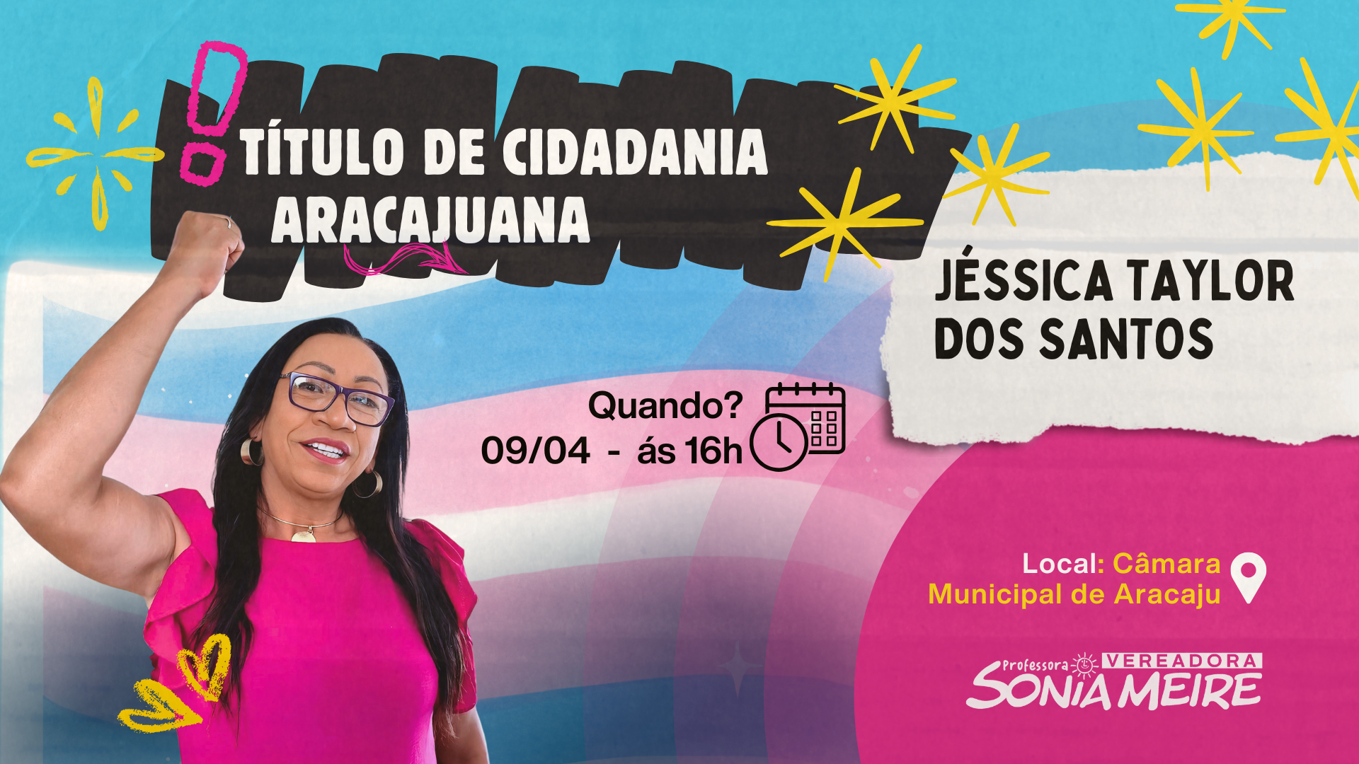 Jéssica Taylor receberá título de cidadania aracajuana de autoria da vereadora Sonia Meire