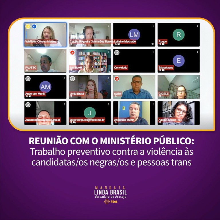 Linda Brasil participa de audiência do MPE sobre violência política contra candidatas negras e trans