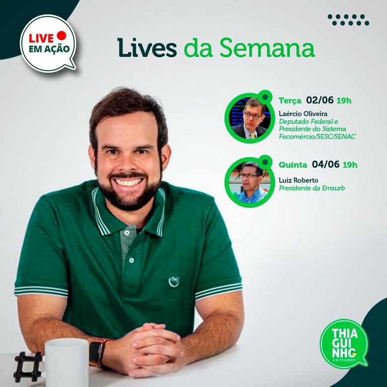 Live em ação de Thiaguinho Batalha recebe Laércio Oliveira e Luiz Roberto nesta semana