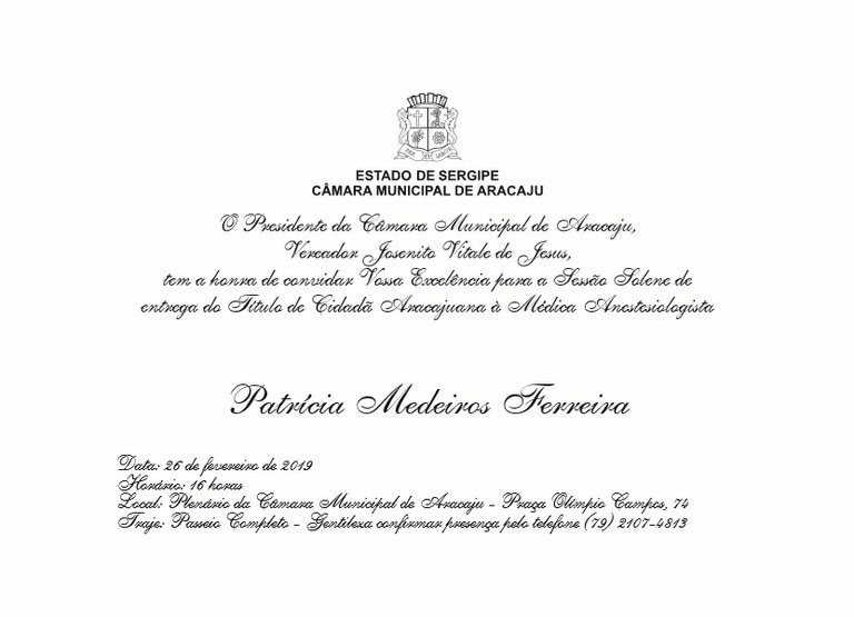 Médica Patrícia Medeiros receberá título de Cidadã Aracajuana