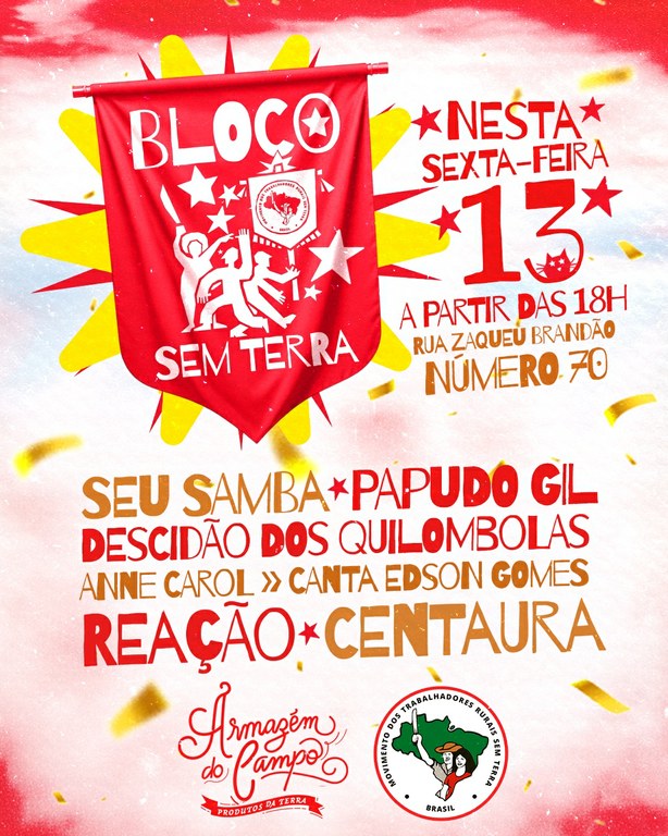 O vereador Camilo Daniel convida a população aracajuana para participar do Bloco Sem Terra