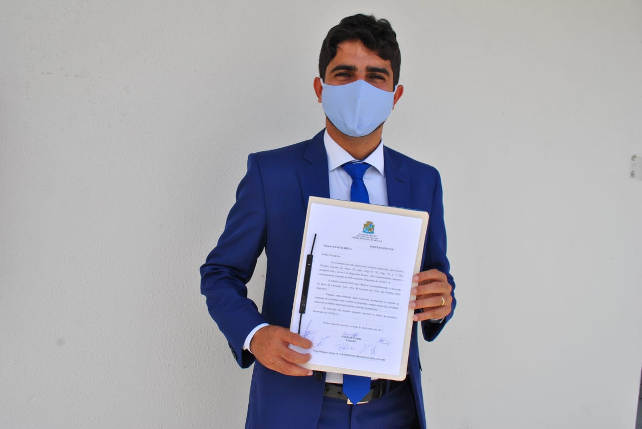 Pastor Diego protocola requerimento para a Criação da Comissão de Enfrentamento à Pandemia da Covid-19