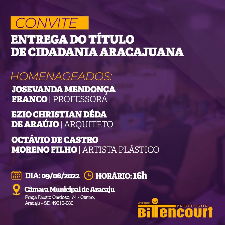 Professor Bittencourt concede três títulos de cidadania Aracajuana