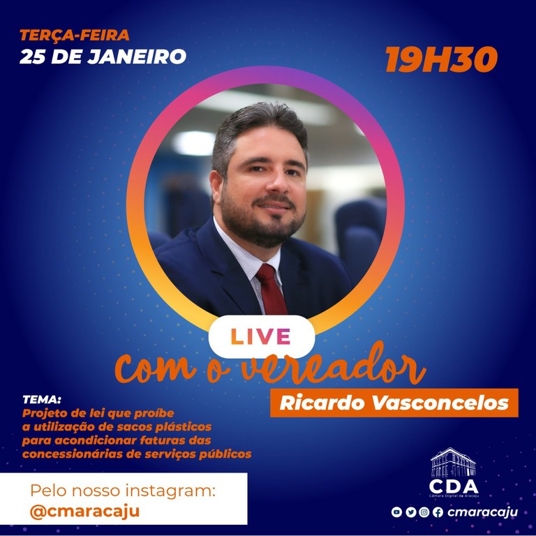 Ricardo Vasconcelos é o convidado para o retorno da Live Parlamento Digital