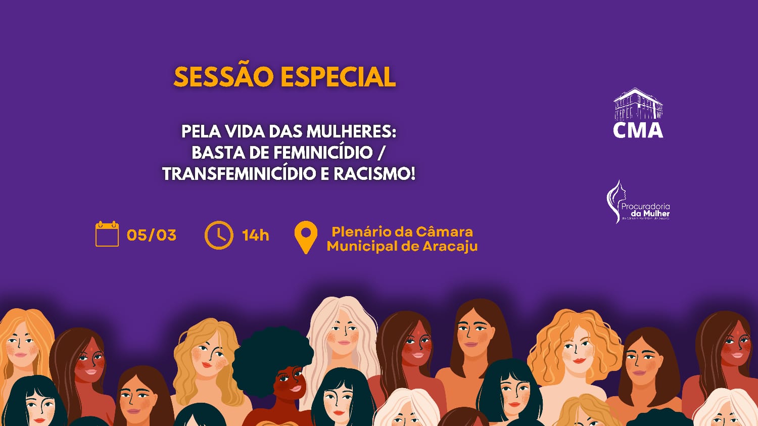 Sessão especial “pela vida das mulheres” será realizada na câmara municipal de Aracaju