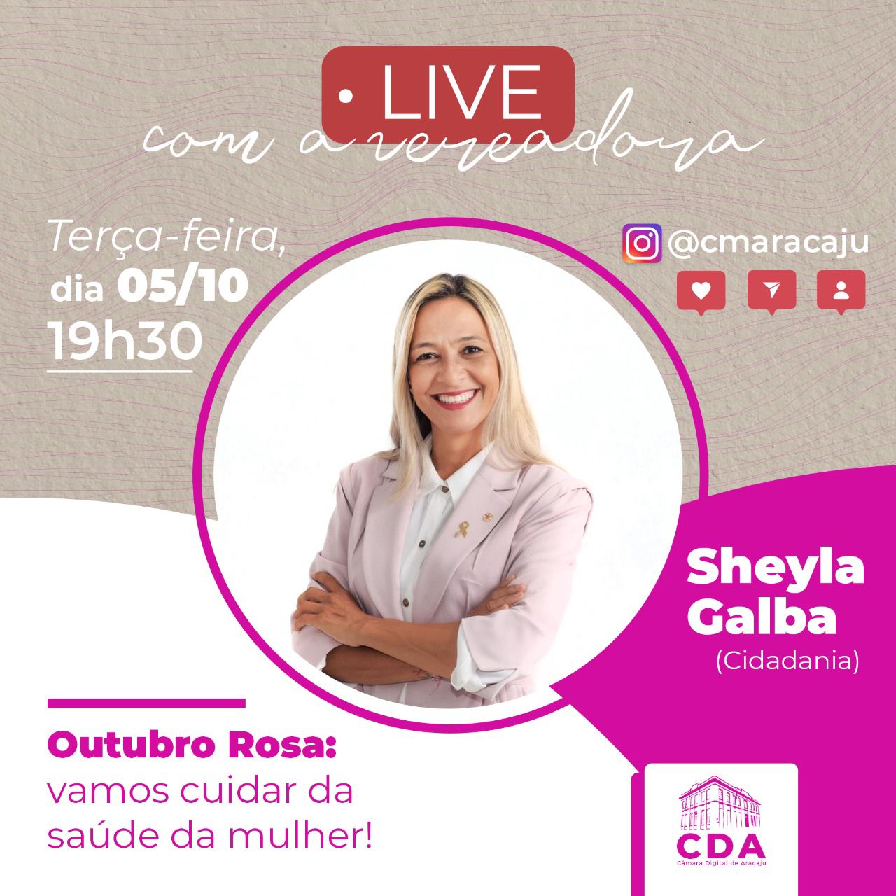 Outubro Rosa: Sheyla Galba é a convidada da Live do Parlamento Digital