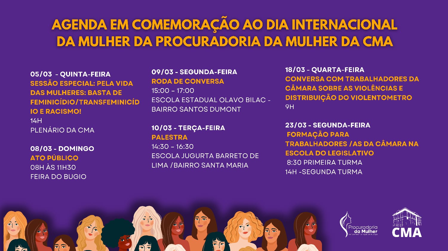 Procuradoria da Mulher realiza agenda de ações de combate à violência contra a mulher no mês de março